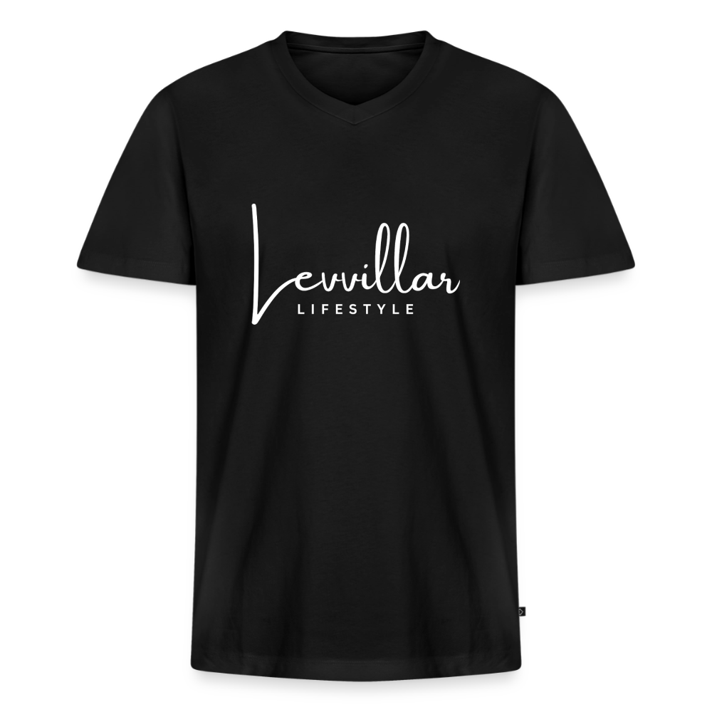 LEVVILLAR Men's Organic V-Neck T-Shirt - black
