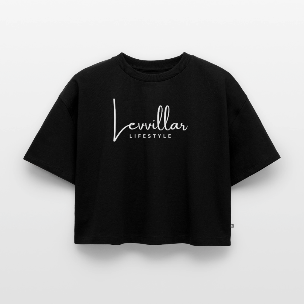 LEVVILLAR Women’s Premium Oversized Organic Cropped T-Shirt - black